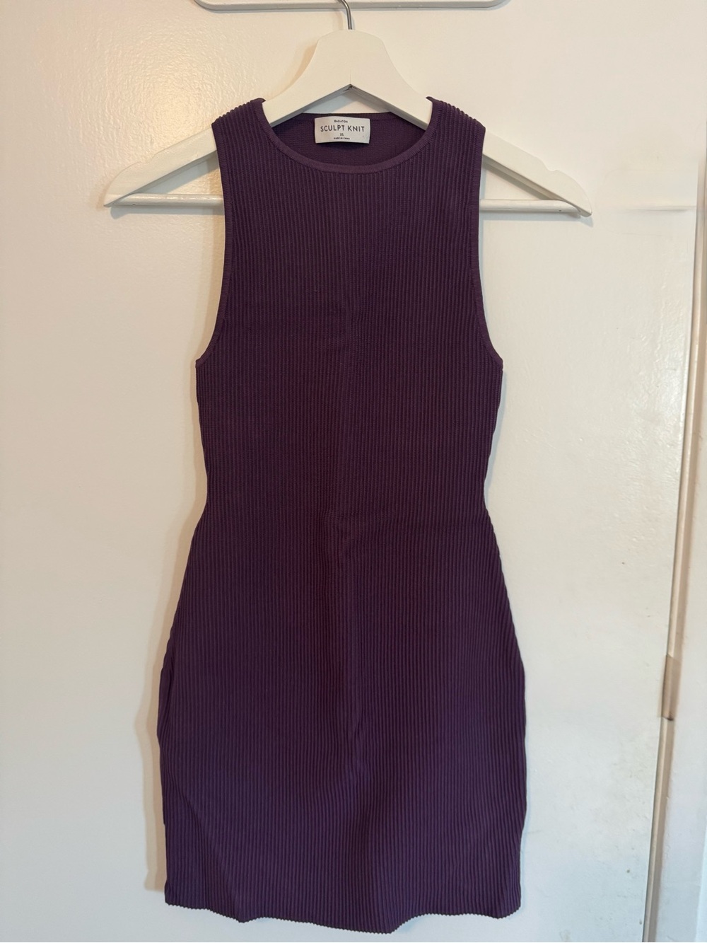 Aritzia Sculpt Knit Sleeveless Ribbed Mini Dress - Deep Plum